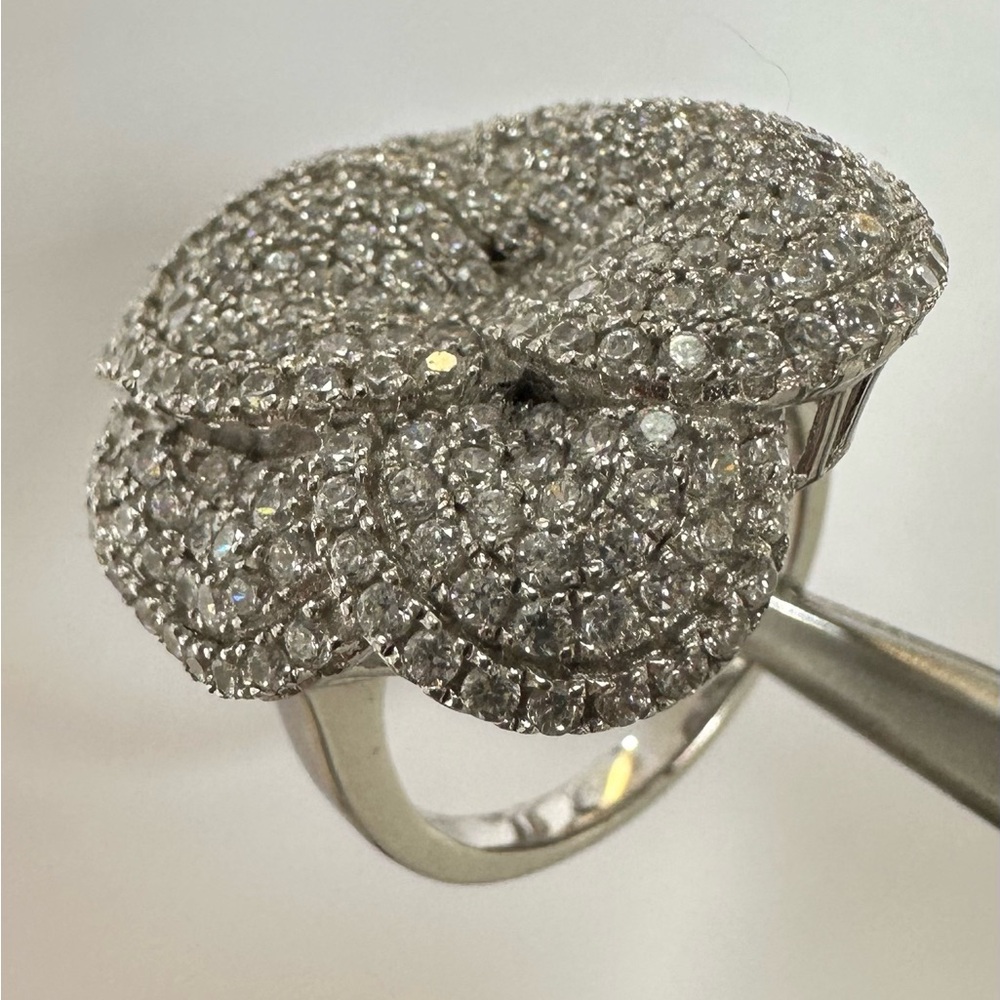 White Pavé Flower Ring - Women Jewelry
